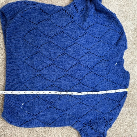 Moon River Anthropologie Electric Blue Chunky Open Knit Sweater Size Large Indie - Picture 9 of 10
